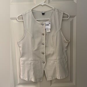 NWT American Eagle Full Button Down Stretch Denim Tank in “Bone”, Medium